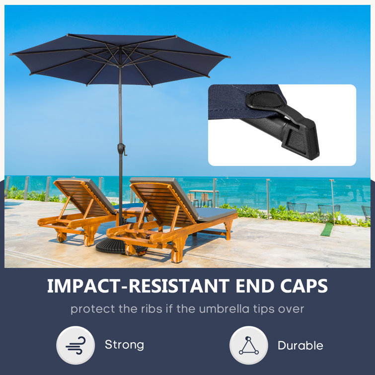 Lyon 9FT Dark Blue Polyester Outdoor Patio Umbrella