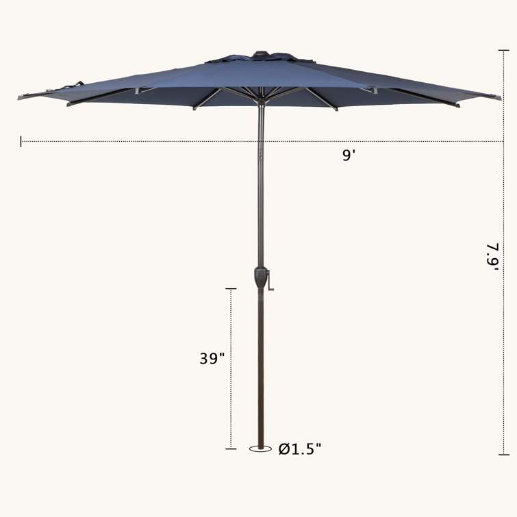 Lyon 9FT Dark Blue Polyester Outdoor Patio Umbrella