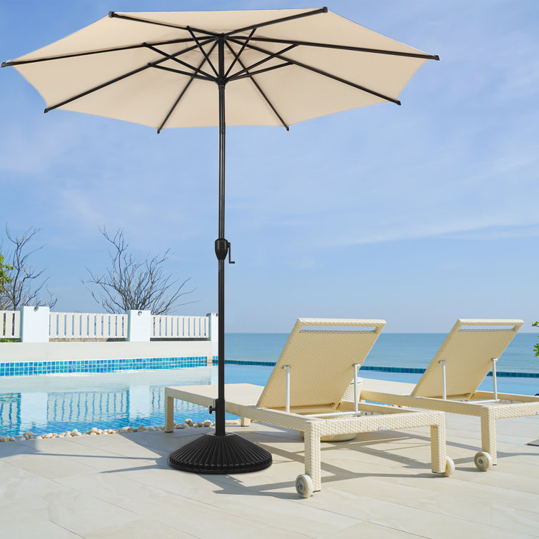 Lyon 11 ft Beige Steel Round Market Patio Umbrella