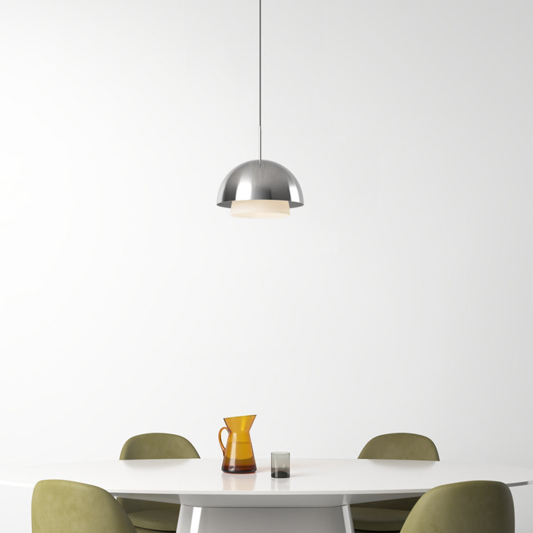 Brushed Nickel Glass Dome Single Pendant Light