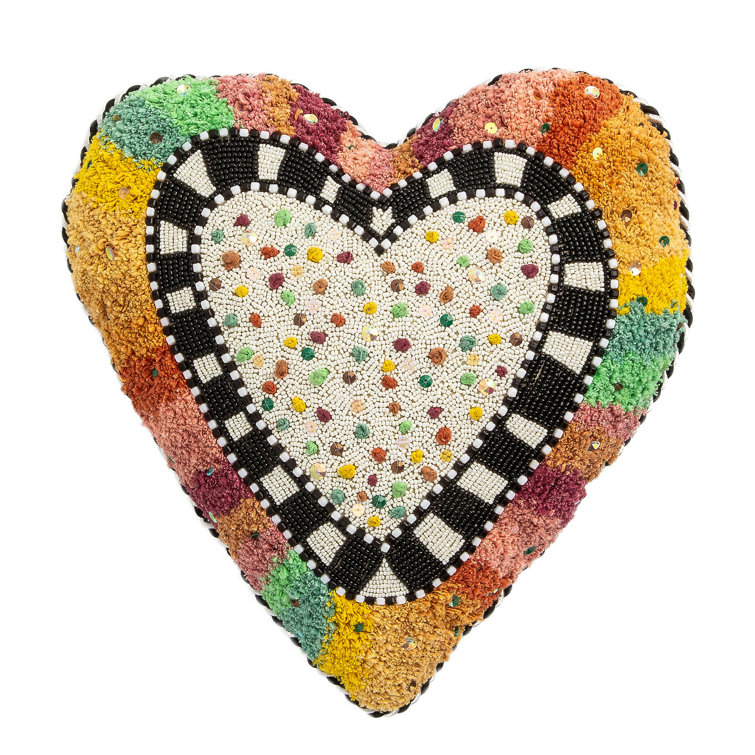 Rainbow Heart Embroidered Kids Decorative Pillow