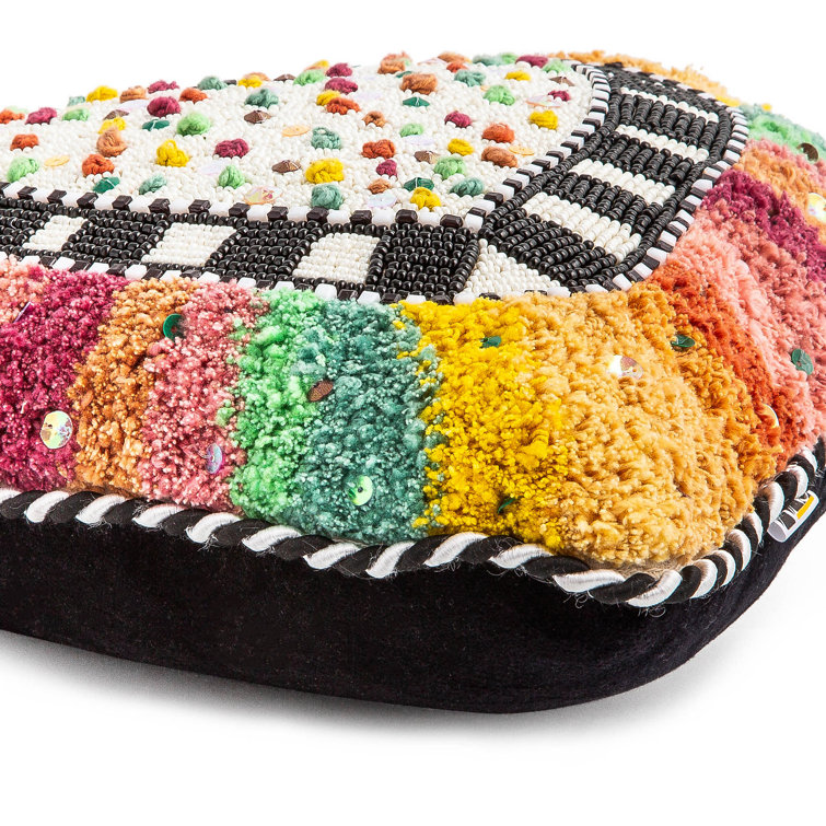 Rainbow Heart Embroidered Kids Decorative Pillow