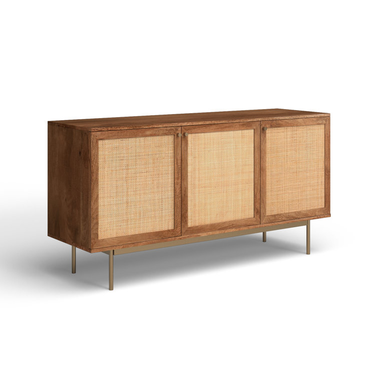 Richmond 57.25'' Walnut Mango Wood Sideboard with Cane Panels