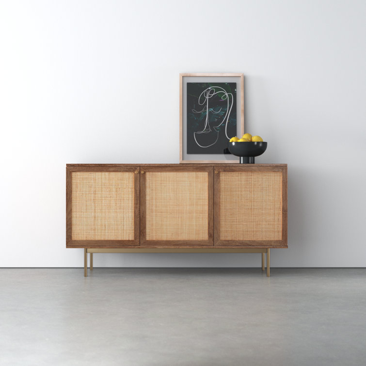 Richmond 57.25'' Walnut Mango Wood Sideboard with Cane Panels
