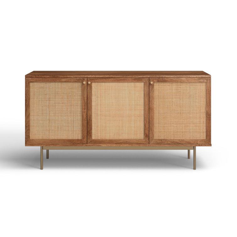 Richmond 57.25'' Walnut Mango Wood Sideboard with Cane Panels