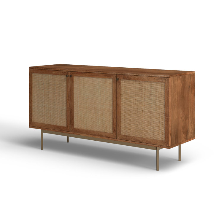 Richmond 57.25'' Walnut Mango Wood Sideboard with Cane Panels