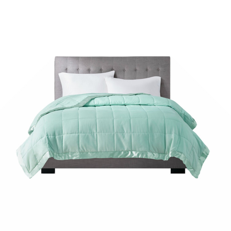 Twin Green Down Alternative Blanket with Satin Trim
