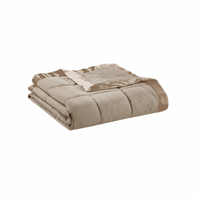Twin Brown Down Alternative Blanket with Satin Trim