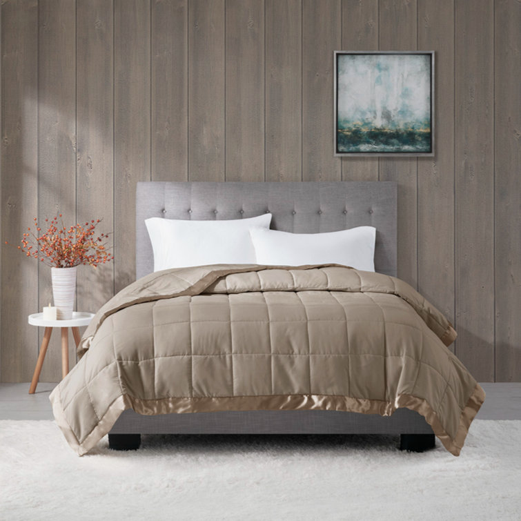 Twin Brown Down Alternative Blanket with Satin Trim