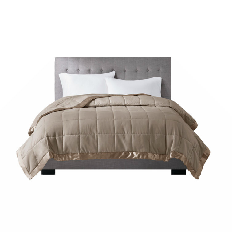 Twin Brown Down Alternative Blanket with Satin Trim