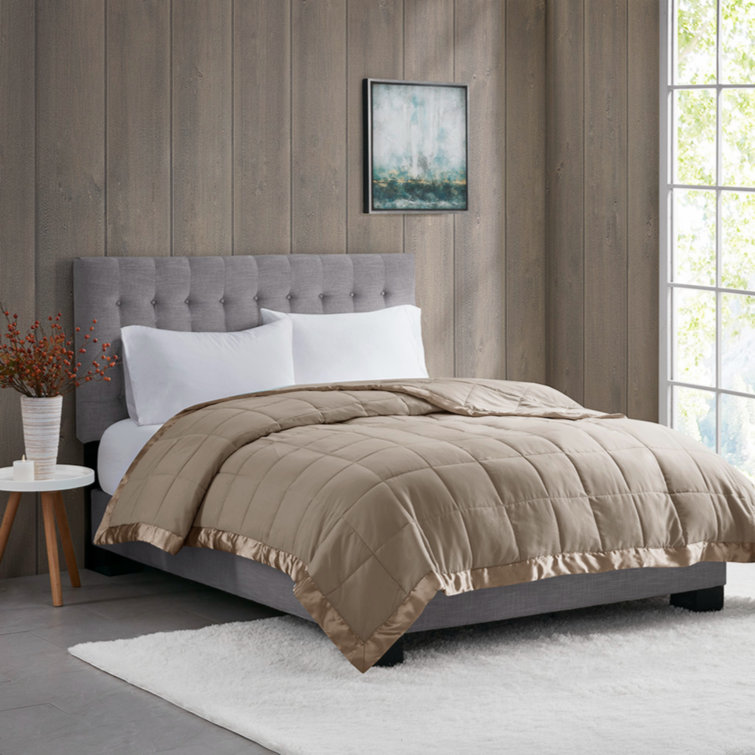 Twin Brown Down Alternative Blanket with Satin Trim