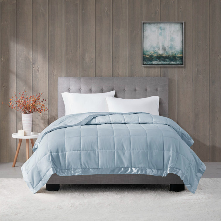 Twin Blue Satin Trim Down Alternative Blanket