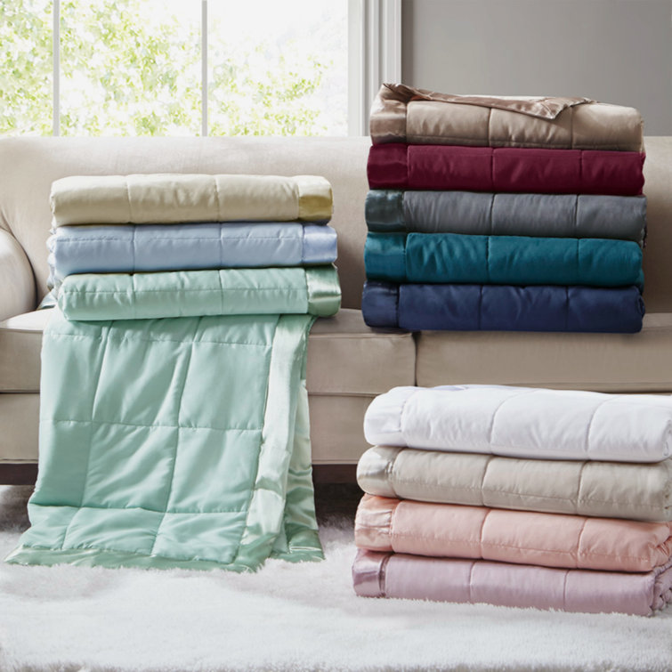 Twin Blue Satin Trim Down Alternative Blanket