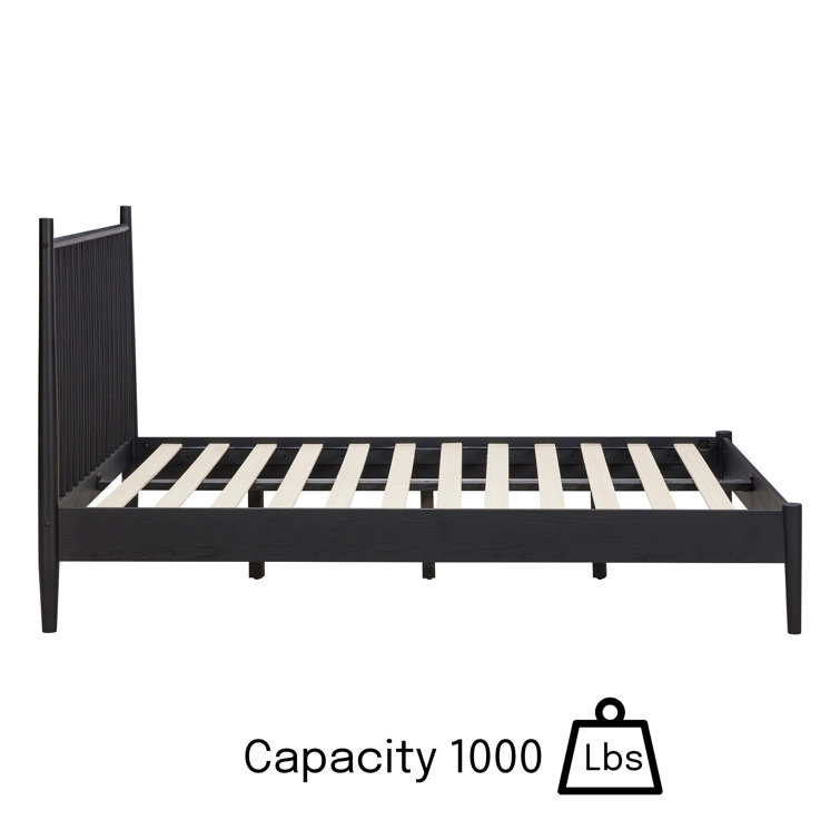 Burnt Black King Solid Oak Bed Frame with Spindle Headboard