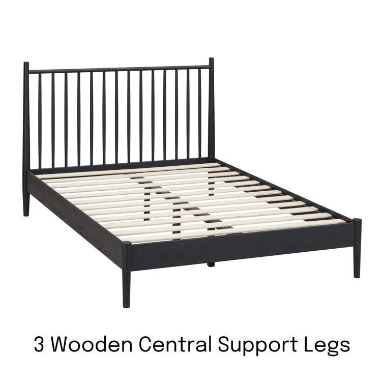 Burnt Black King Solid Oak Bed Frame with Spindle Headboard