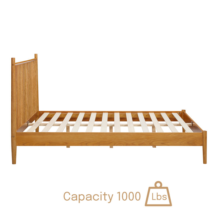 King Rustic Oak Solid Wood Bed Frame with Spindle Headboard