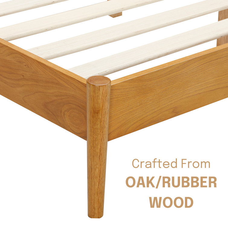 King Rustic Oak Solid Wood Bed Frame with Spindle Headboard