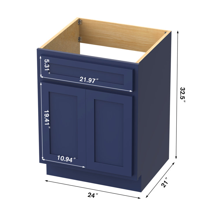 Elegant Blue Shaker-Style 24'' Bathroom Vanity Base Cabinet