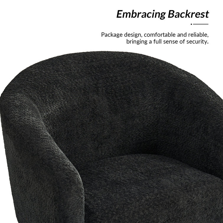 Black Polyester Barrel Chair with Manufactured Wood Frame