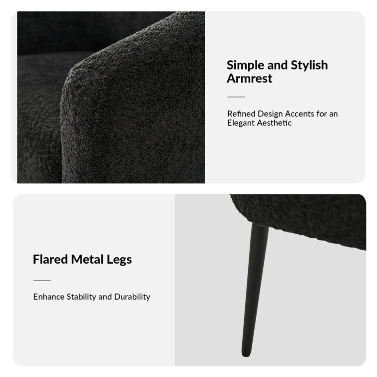 Black Polyester Barrel Chair with Manufactured Wood Frame