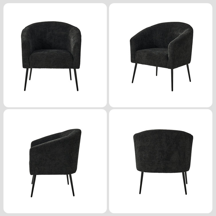 Black Polyester Barrel Chair with Manufactured Wood Frame