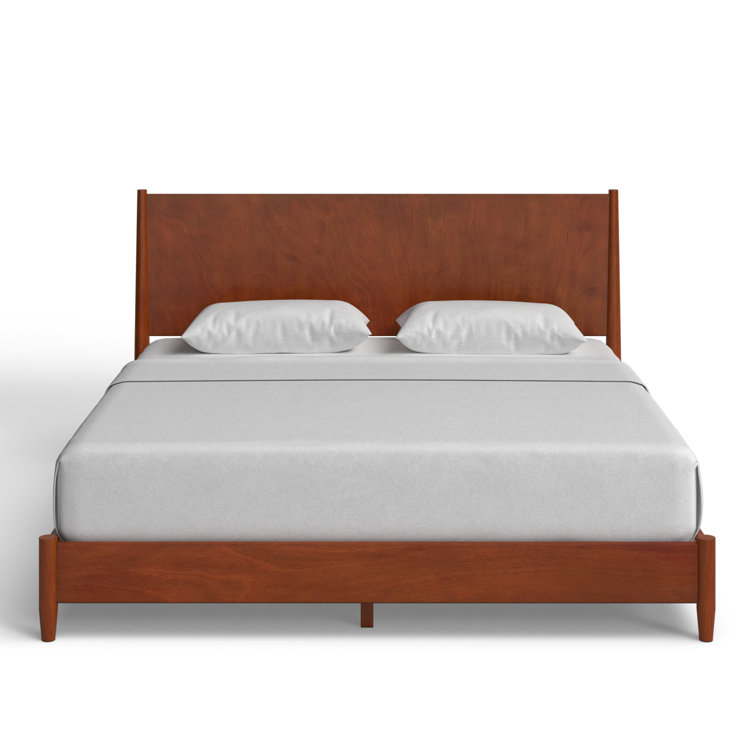 Flynn Mid-Century Modern King Platform Bed with Drawer, Acorn Brown