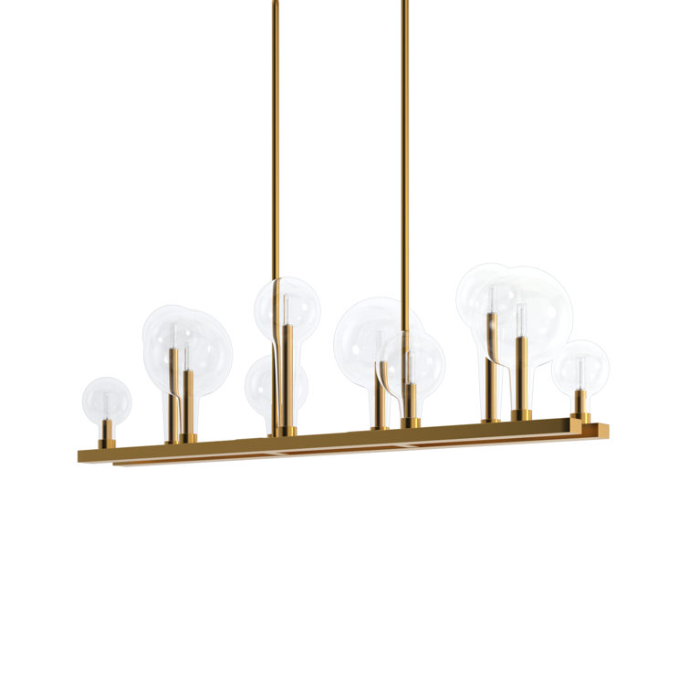 Alchemy 10-Light Lacquered Brass Cage Linear Chandelier