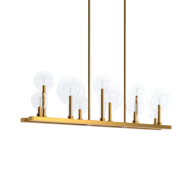 Alchemy 10-Light Lacquered Brass Cage Linear Chandelier