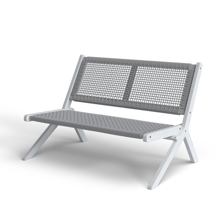 Kismet 45'' Gray Wood and Rope Folding Outdoor Bench