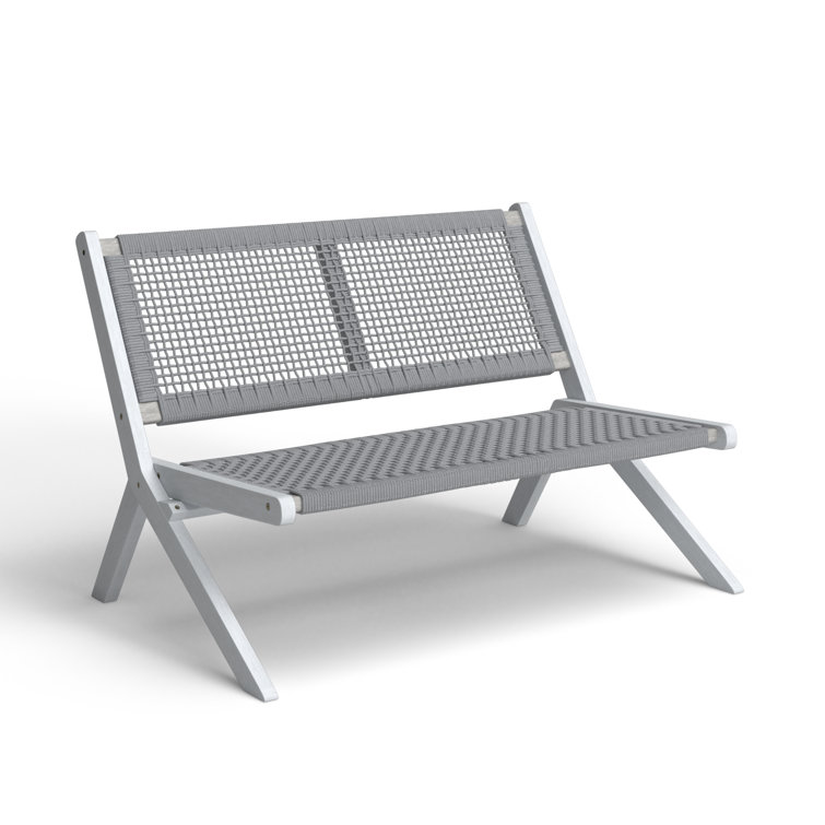 Kismet 45'' Gray Wood and Rope Folding Outdoor Bench