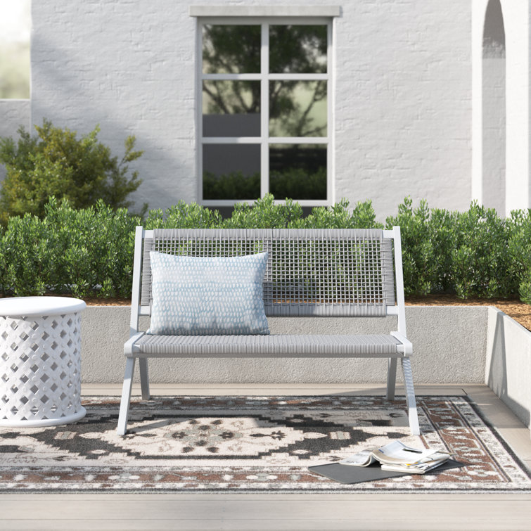 Kismet 45'' Gray Wood and Rope Folding Outdoor Bench