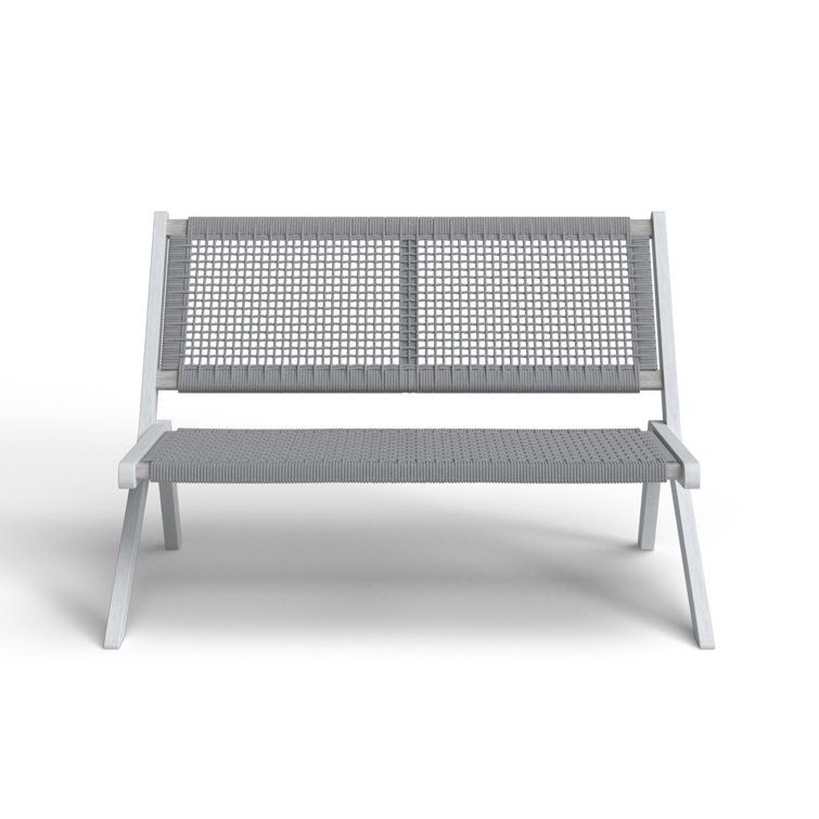 Kismet 45'' Gray Wood and Rope Folding Outdoor Bench
