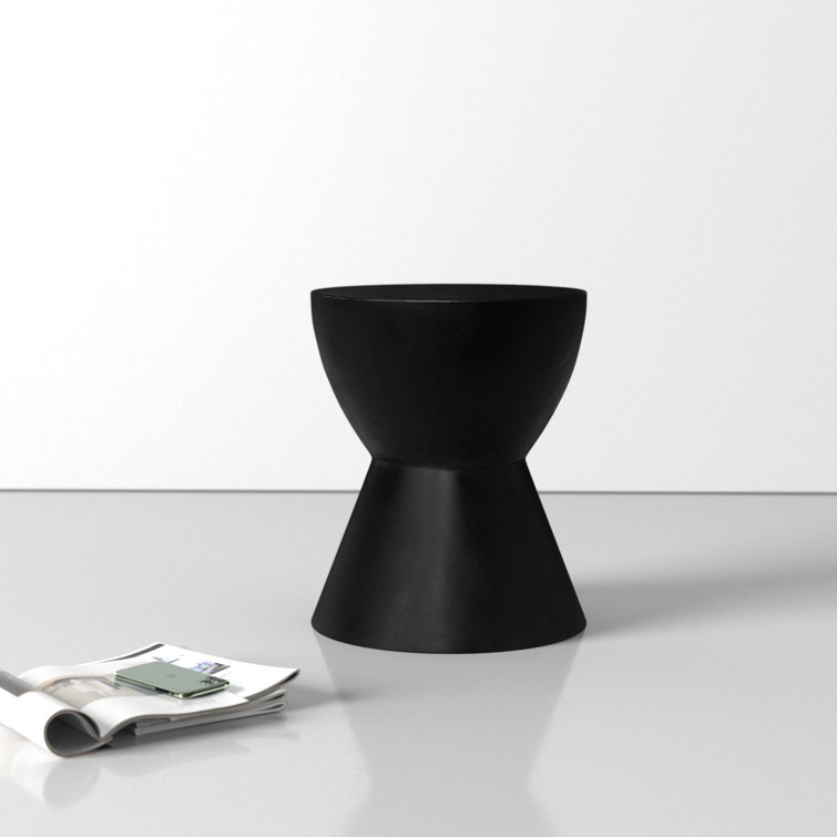Black Concrete Hourglass Indoor/Outdoor Accent Stool