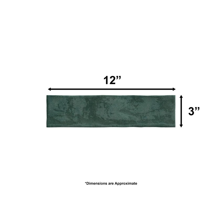 Emerald Green Glossy Ceramic Subway Wall Tiles, 3" x 12"