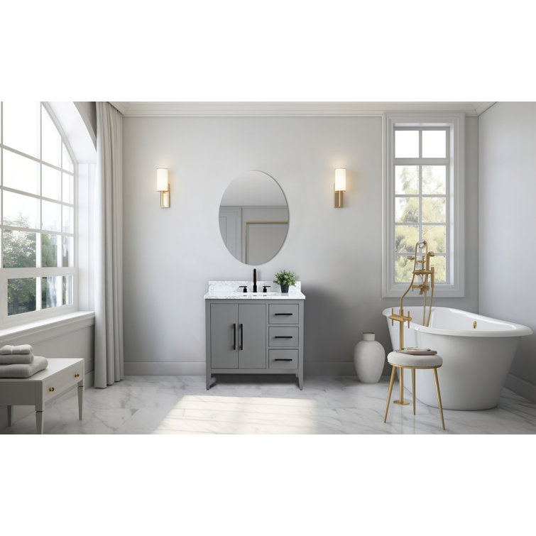 Cashmere Gray 42" Freestanding Bathroom Vanity with Engineered Marble Top
