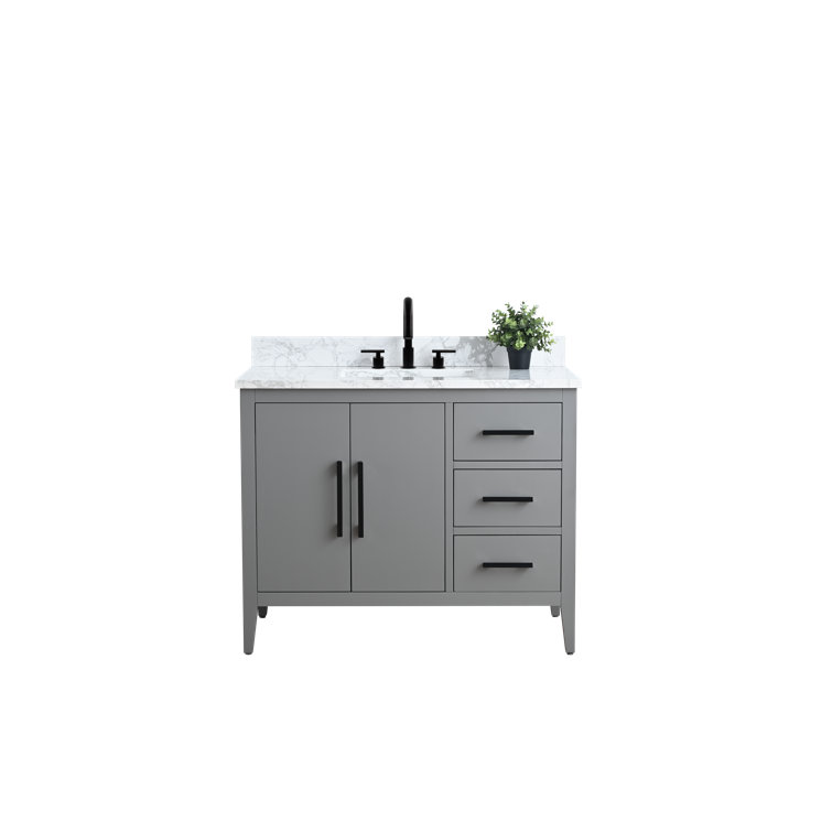 Cashmere Gray 42" Freestanding Bathroom Vanity with Engineered Marble Top