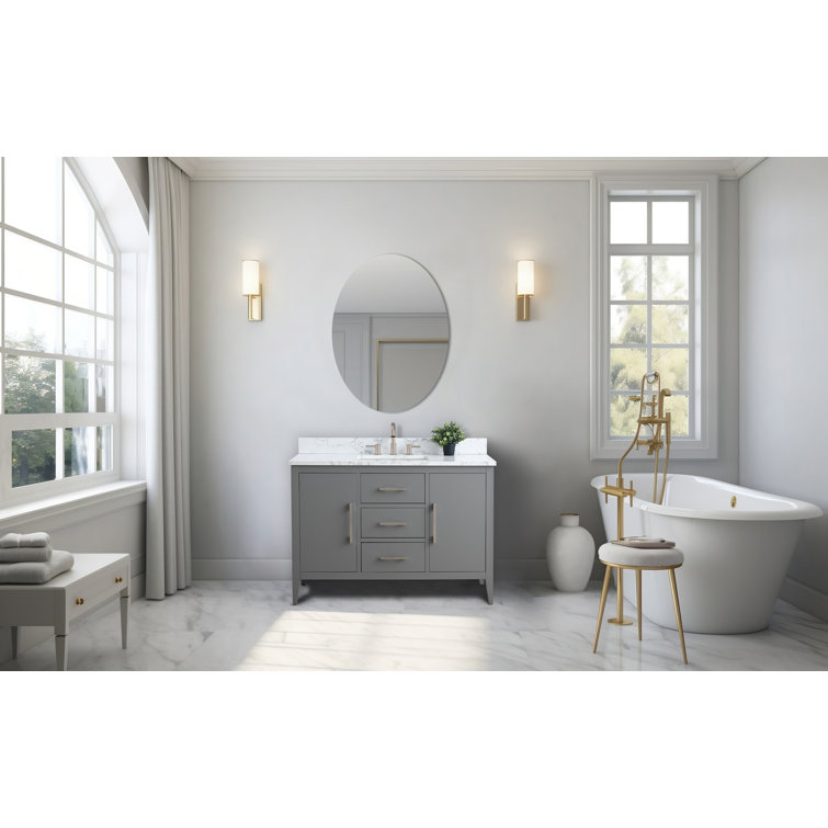 48" Cashmere Gray Single Bathroom Vanity with Engineered Marble Top