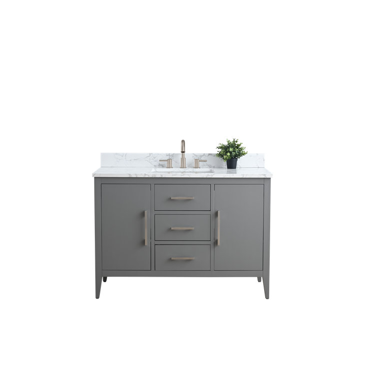 48" Cashmere Gray Single Bathroom Vanity with Engineered Marble Top
