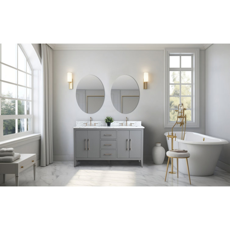 Cashmere Gray 60" Double Sink Bathroom Vanity with Marble Top