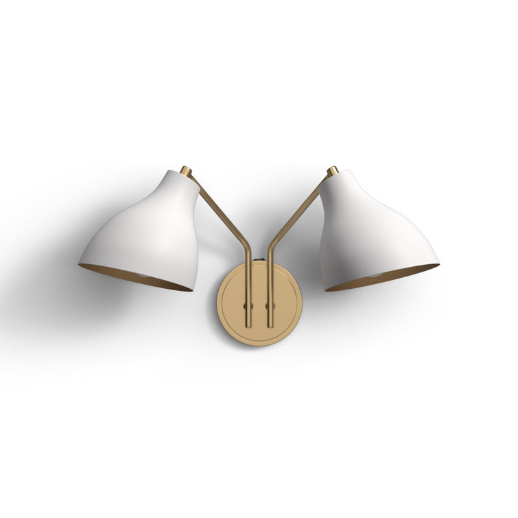 Modern White and Brass 2-Light Wall Sconce