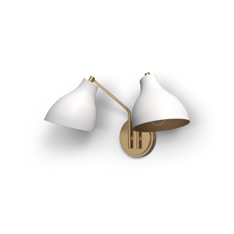 Modern White and Brass 2-Light Wall Sconce