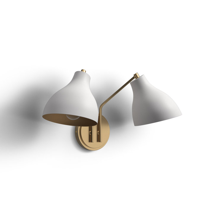 Modern White and Brass 2-Light Wall Sconce