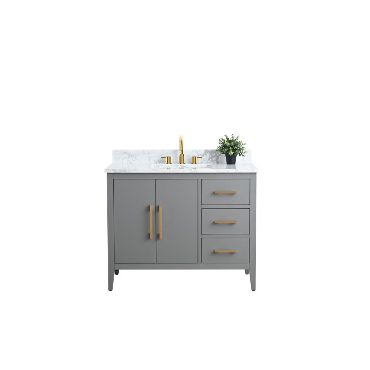Cashmere Gray 42'' Single Bathroom Vanity with Engineered Marble Top