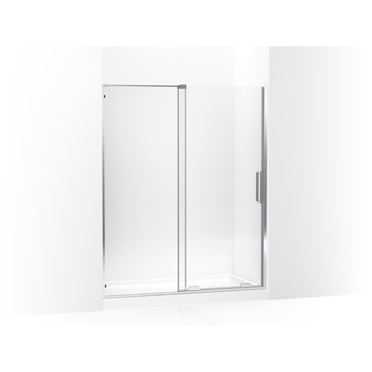 Echelon Frameless Clear Tempered Glass Sliding Shower Door with Matte Black Frame