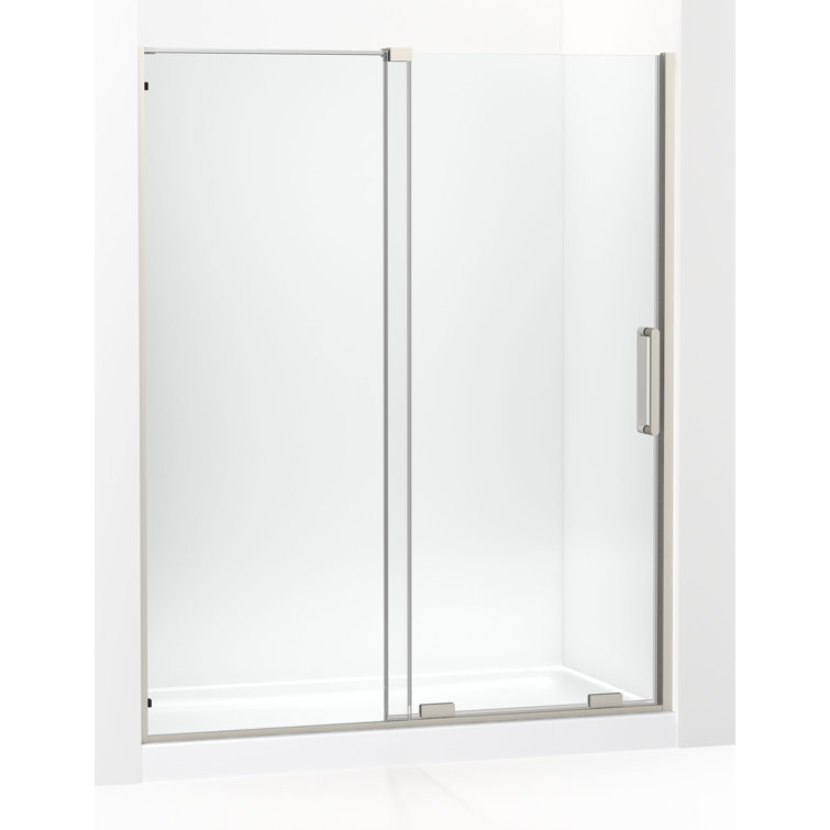 Crystal Clear Frameless Sliding Shower Door with Brushed Nickel Finish