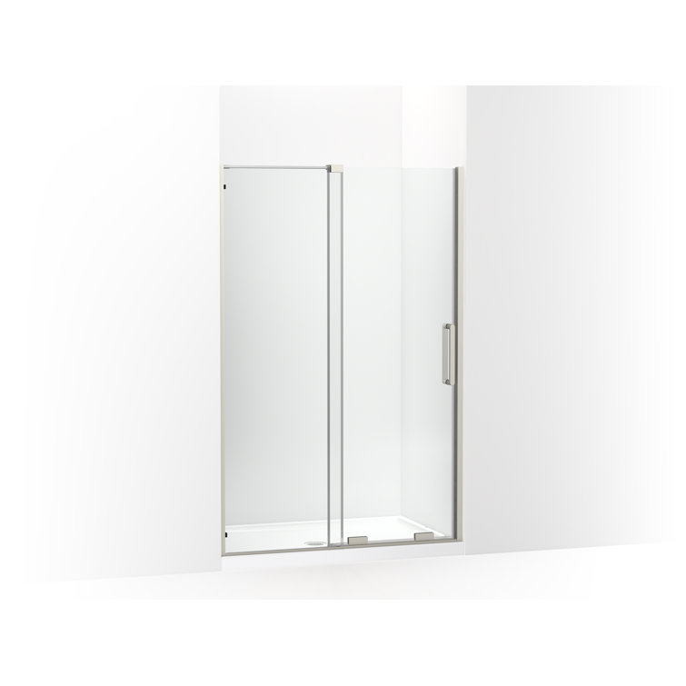 Echelon Anodized Brushed Nickel Sliding Shower Door with Crystal Clear Glass