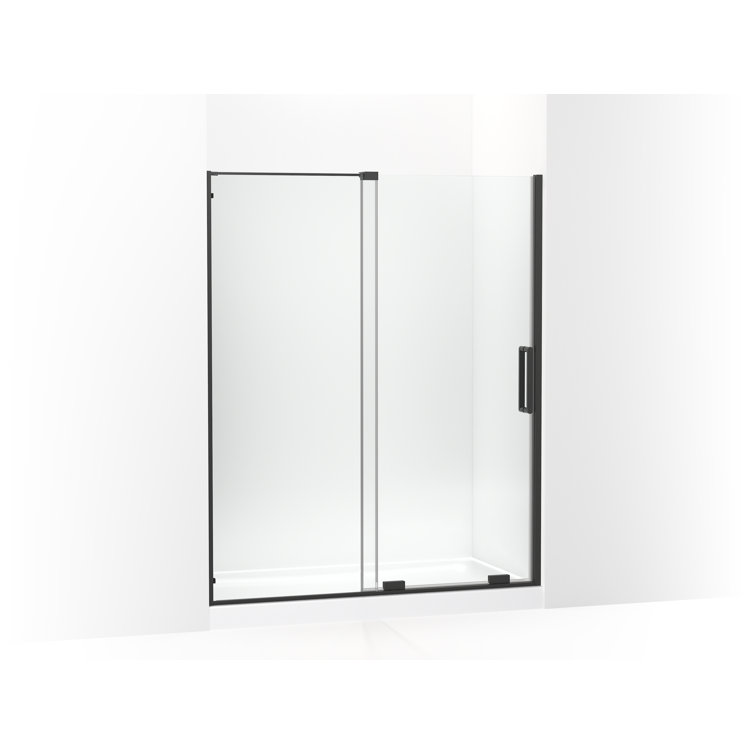 Matte Black Frameless Sliding Shower Door with Clear Glass