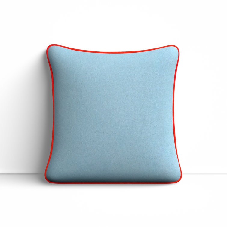 Denim and Orange Wool Square Throw Pillow