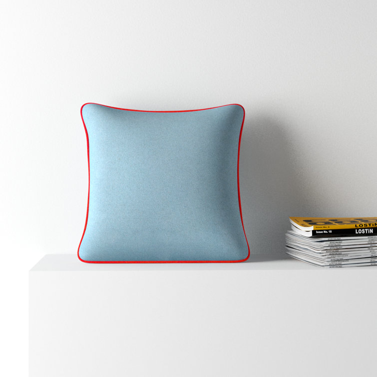 Denim and Orange Wool Square Throw Pillow