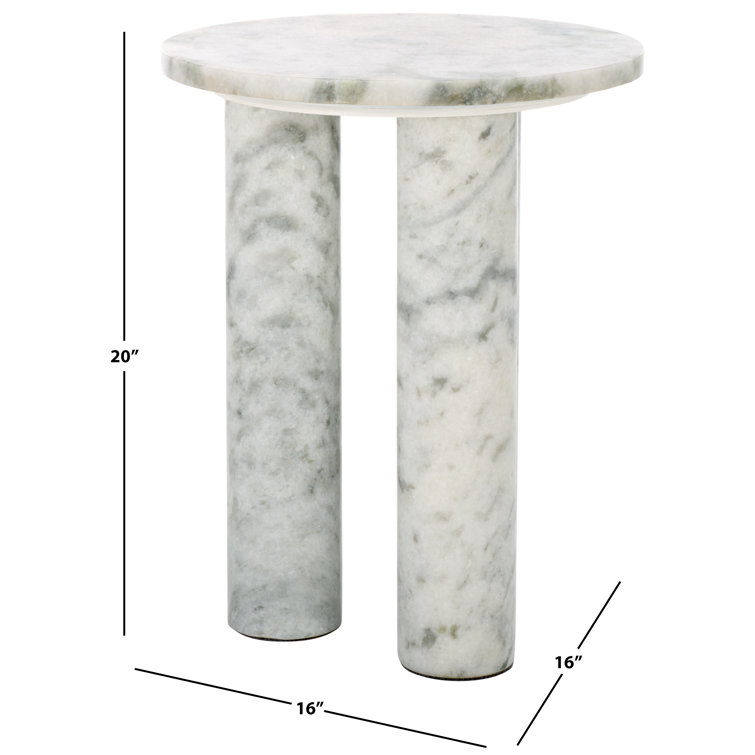 White Marble Round Three-Leg Accent Table